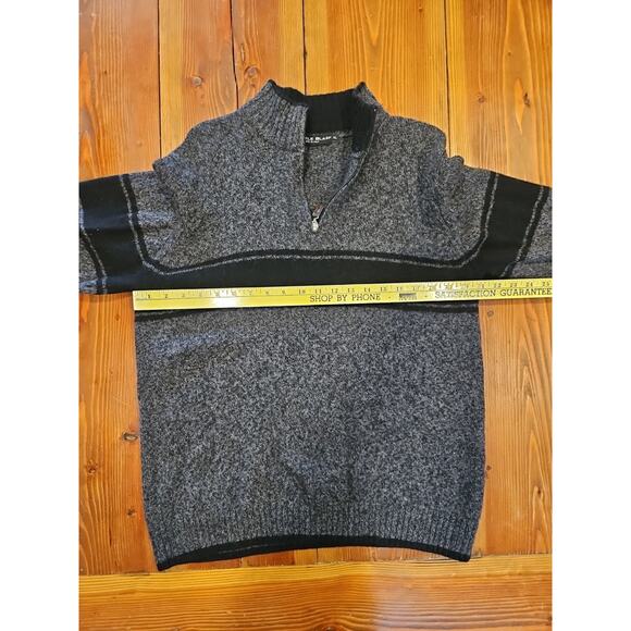 Daniele Blasi Italy Wool Sweater 1/4 Zip Neck Gray Striped Men's XL - Picture 4 of 6